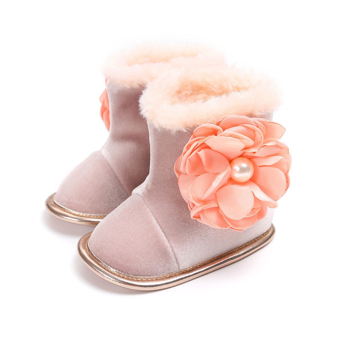 Chaussures de neige antidérapantes pour enfants | Chaussures chaudes et à la , bottines de bébé pour filles et garçons, chaussures plates pour berceau, pour l'hiver: Rose / 0-6 mois