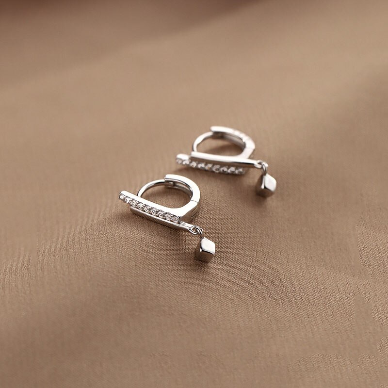 ANENJERY Luxury Shiny Zircon Small Square Hoop Earring For Women Party Daily Geometric Jewelry Accessories S-E1298