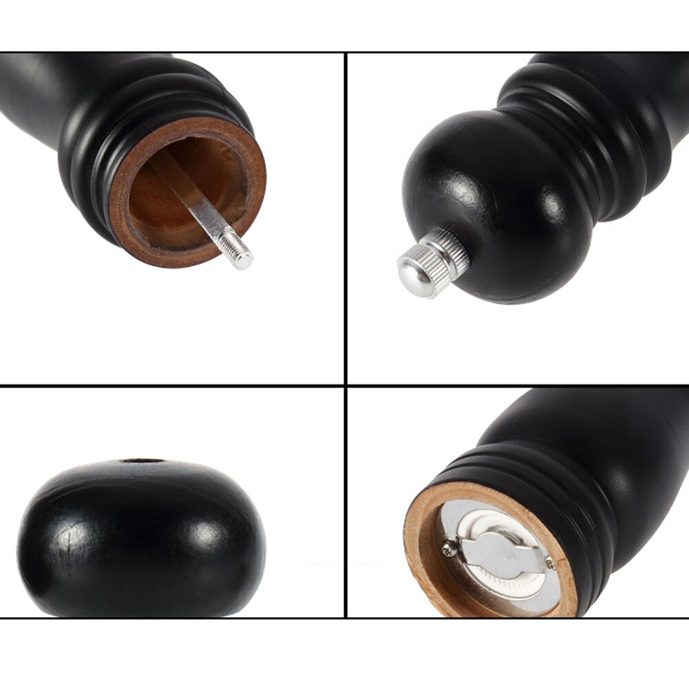 Black Manual Spice Grinder Wooden Salt Pepper Grinder Mill Home Kitchen Tools Kitchen Supplies Wood Pepper Grinder