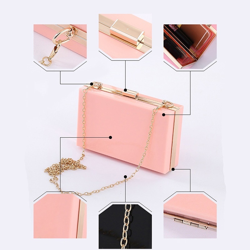 Acrylic Box Transparent Women Clutch Bag Brand Ladies Evening Handbag Bag Wedding Female Clutch Purses