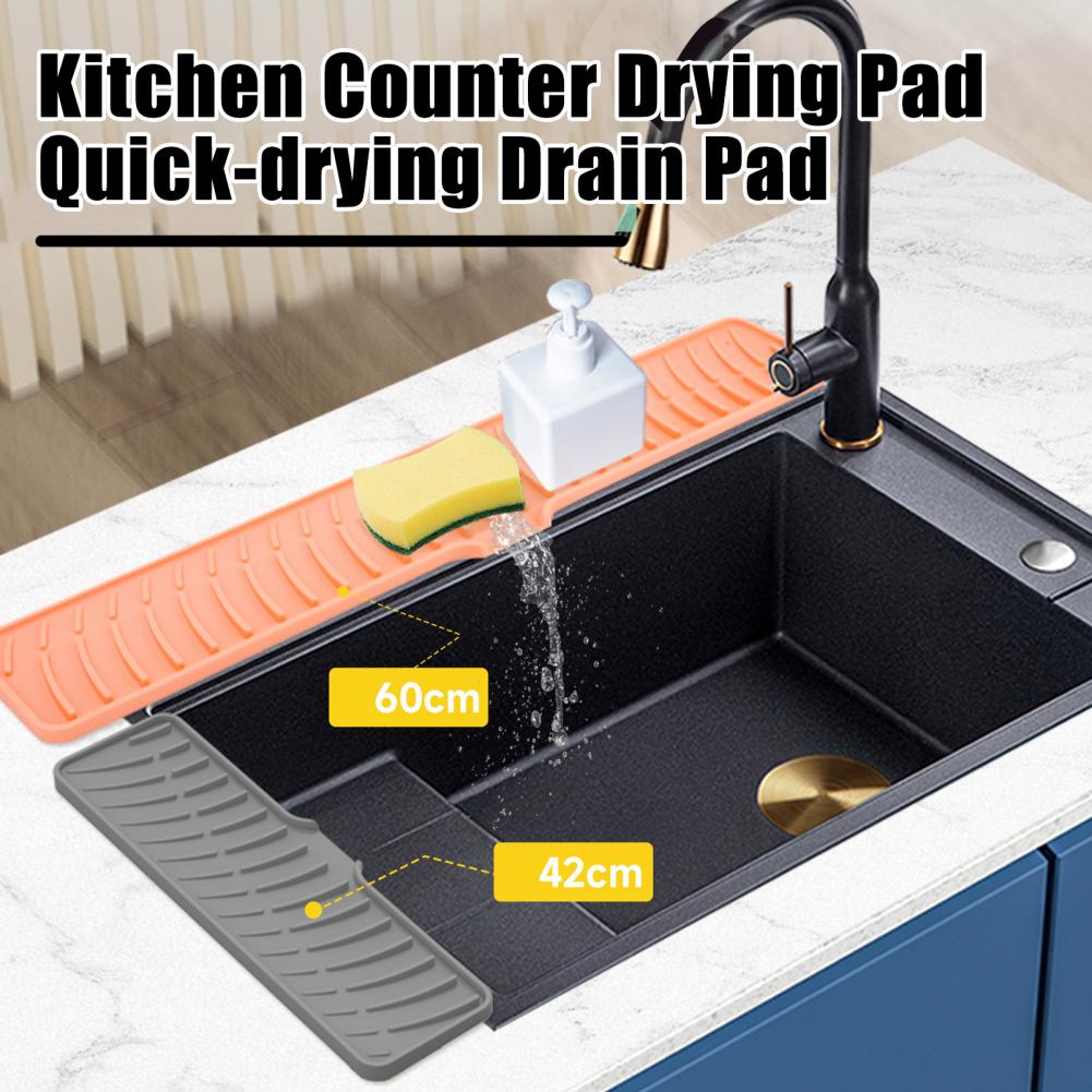 Drain Pad for Kitchen Sink Anti-slip Drainage Mat Anti-slip Silicone Drain Pad Faucet Splash Guard Set for Kitchen for Farmhouse