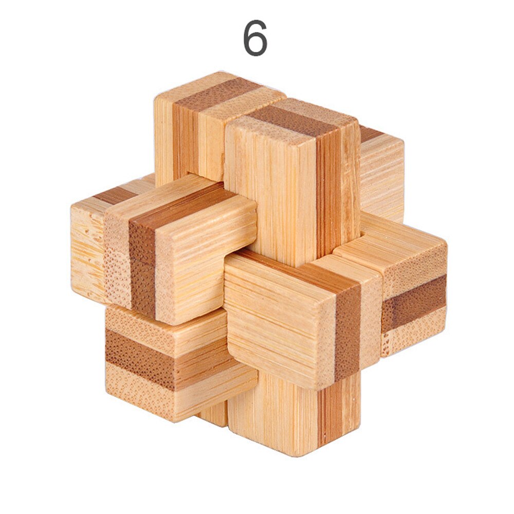 3D Wooden Interlocking Burr IQ Brain Teaser Kong Ming Lock Puzzles Game Toy Small Size For Adults Kids