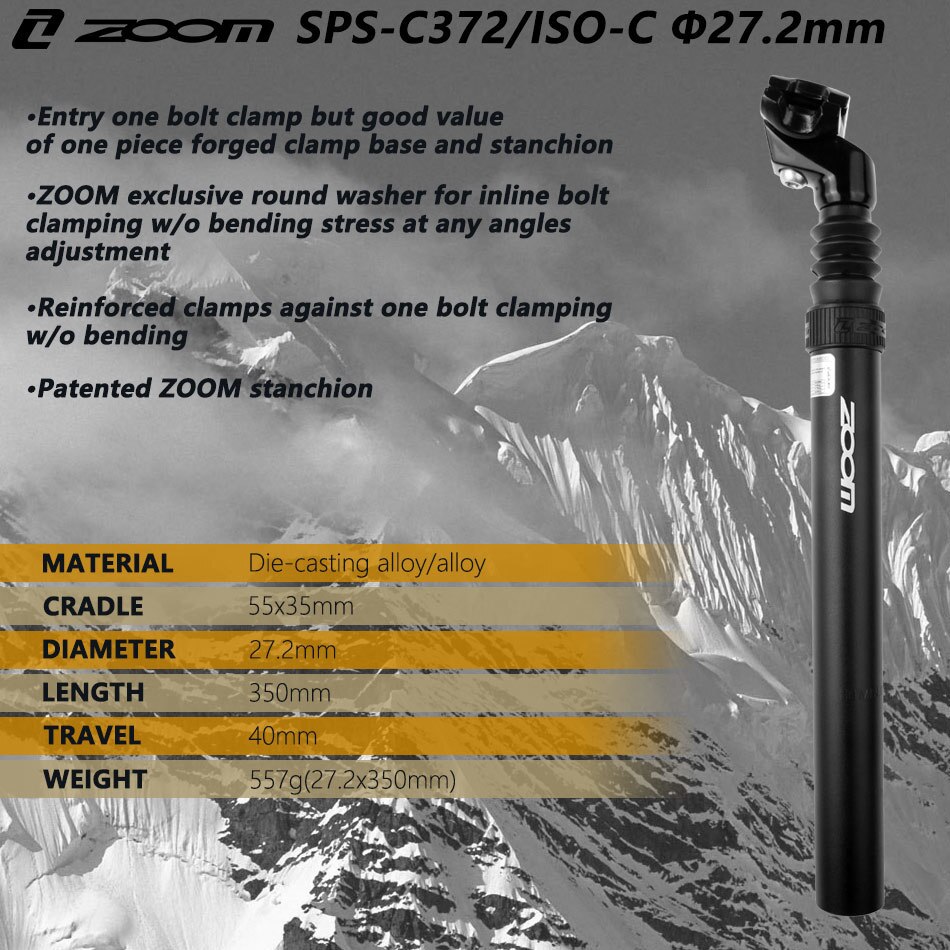 zoom suspensjon setepinne demper sete sykkel setepinne 27.2/30.9/31.6mm x350mm dame sykkel sete rør sykkel deler