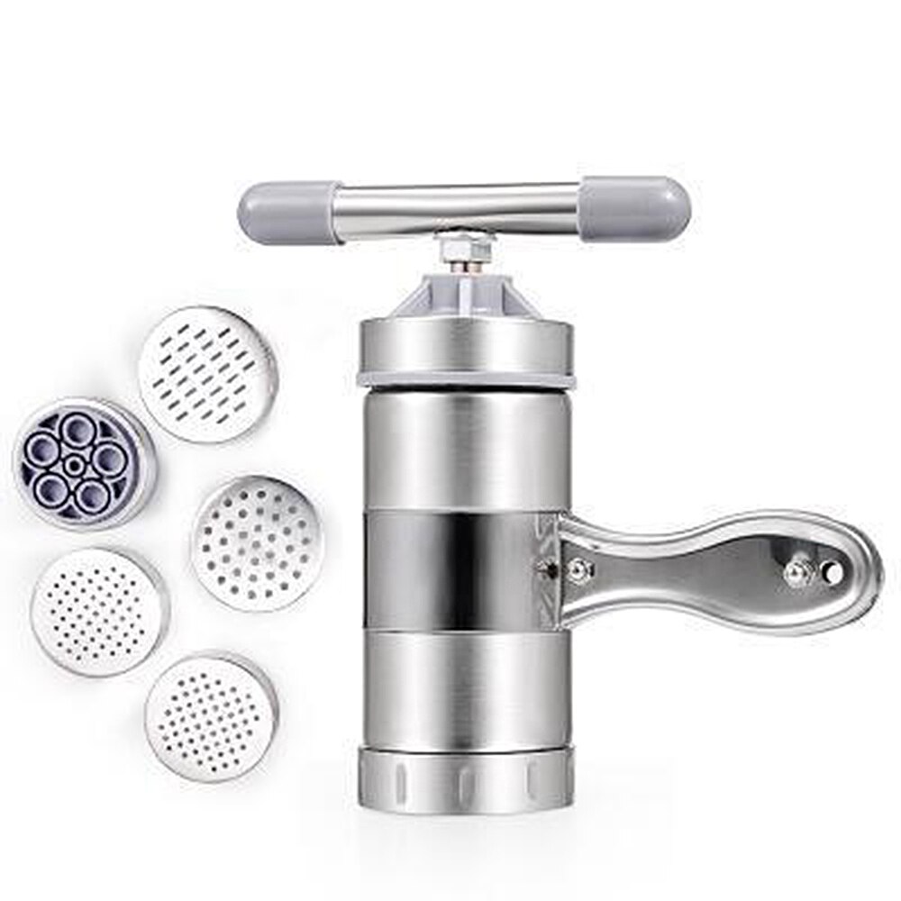 Utensilios de cocina Máquina Manual de fideos prensa máquina de Pasta manivela cortador de frutas exprimidor de utensilios de cocina con 5 moldes de prensado que hacen espagueti: 5 Mold heads