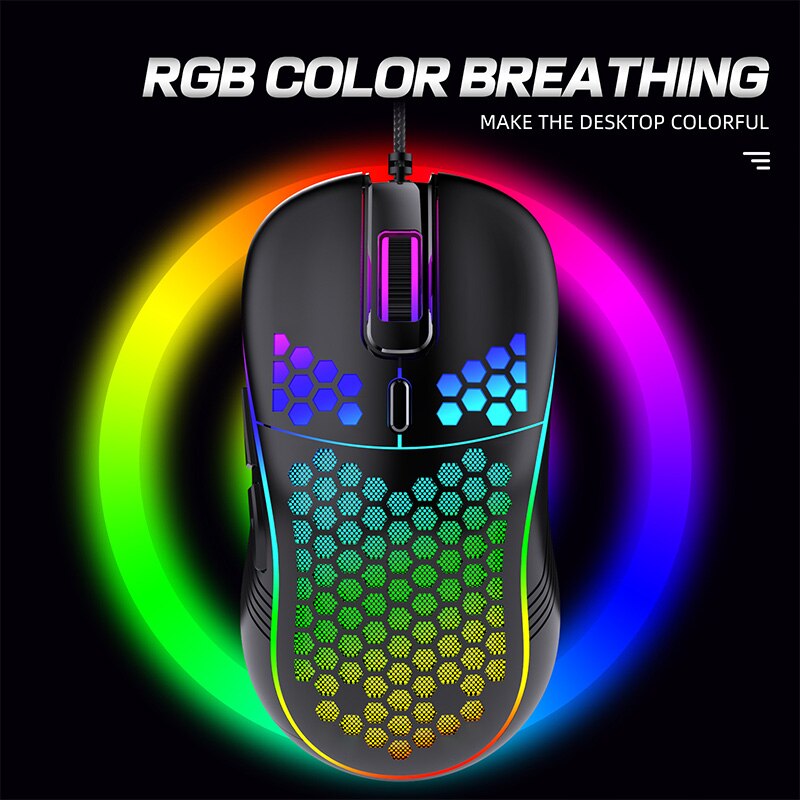 GM86 2.4GHz Wired Mouse LED Light 7200DPI Adjustable RGB Backlit Honeycomb USB Optical Gaming Mouse Gamer Mice For Laptop PC