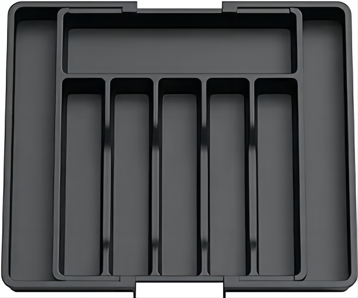 1pc Drawer Organizer Adjustable Flatware and Cutlery Holder Black Expandable Utensil Tray Storage Box Kitchen: black