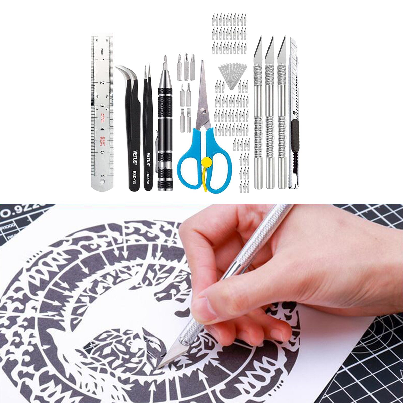 105pcs Precision Carving Craft Hobby 86pcs Blade for Arts, Scrap Booking, Stencil, Paper, Leather Crafts, Diy