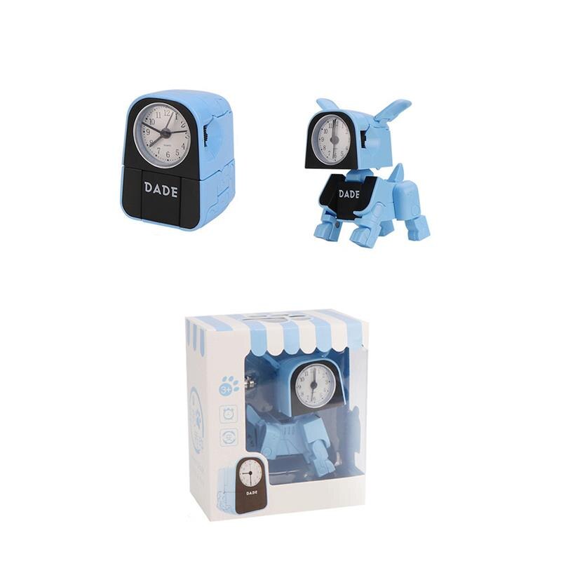 1PC Lovely Cartoon Dog Alarm Clock ABS Plastic Material Night Light For Student Children Home Decor Desktop Clock: Blue