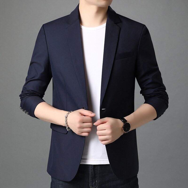 Chaquetas de ajustadas e informales para hombre, con un botón traje inteligente, abrigo, ropa de ,: Navy / XL