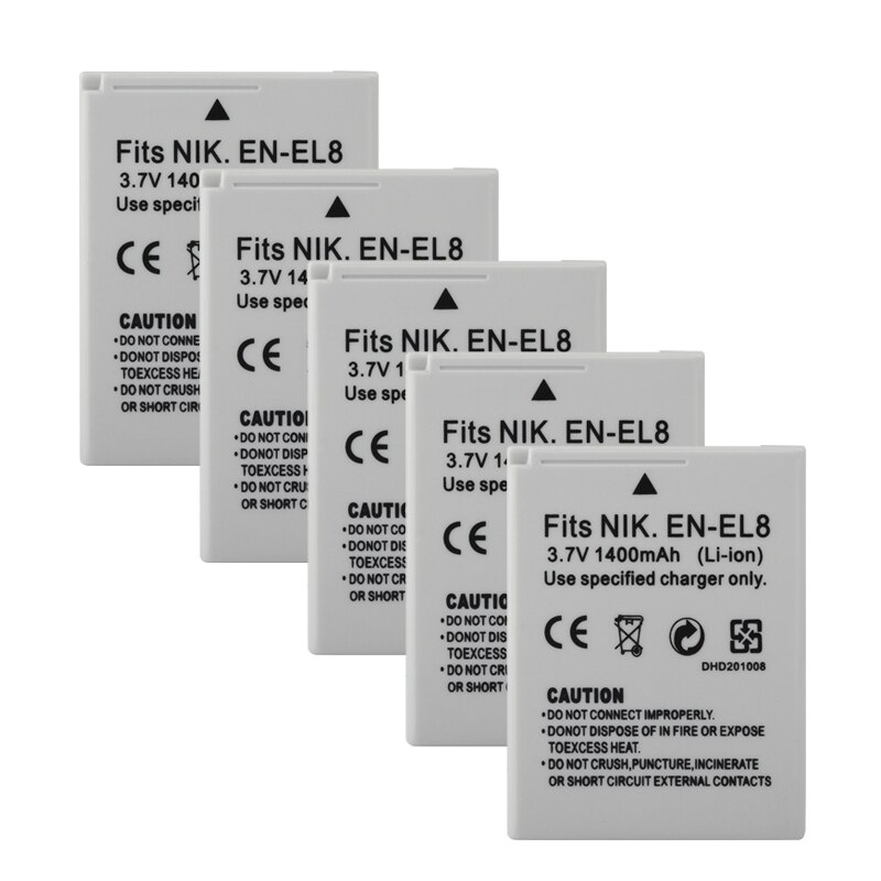 EN EL8 ENEL8 Battery 1400mAh for Nikon COOLPIX P1 P2 L1 L2 S1 S2 S3 S4 S5 S6 S7 S7C S8 S9 S51 S50 S52 EN-EL8 Camera Batteries: 5 Battery