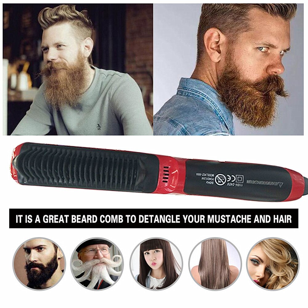 Multifunktionel hårtørrer børste glatte kam hår skæg glatte curler hurtig hår styler til mænd peigne chauffant