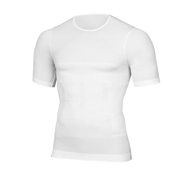Men Body Shapers Fitness Elastic Abdomen Tight Fitting Short Sleeve Shirt Tank Tops Shape Underwear Slimming Boobs Shaping: XXL / Blue
