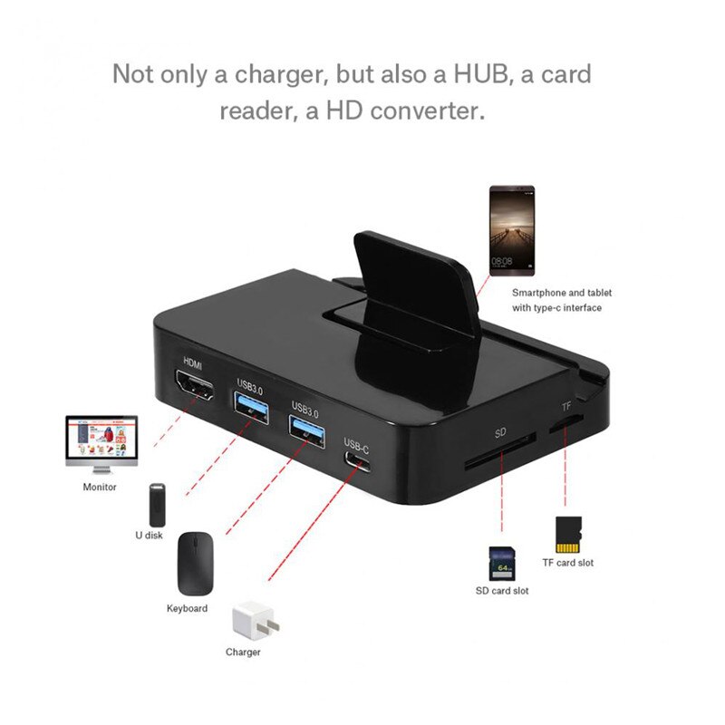 Tipo-c doca de expansão huawei mate10/p20 telefone móvel para hdmi/sd/tf samsung conversor de base de telefone móvel