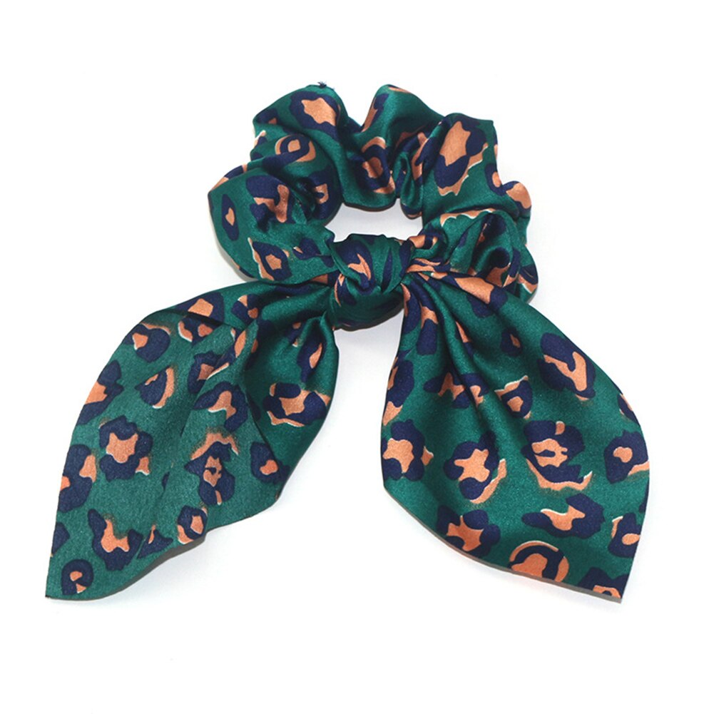 Women Hair Bands Girls Leopard Print Headbands Hair Bow for Girls Soft Rubber Band for Women Hair Ring Girls Hair Accessories: Green