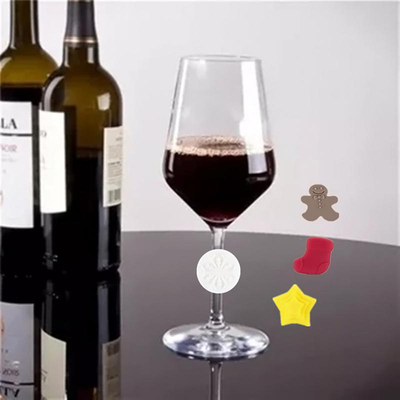 6 Stuks Kerst Thema Cup Marker Wijnglas Siliconen Label Rubber Wijnglazen Herkenner Wijn Accessoires