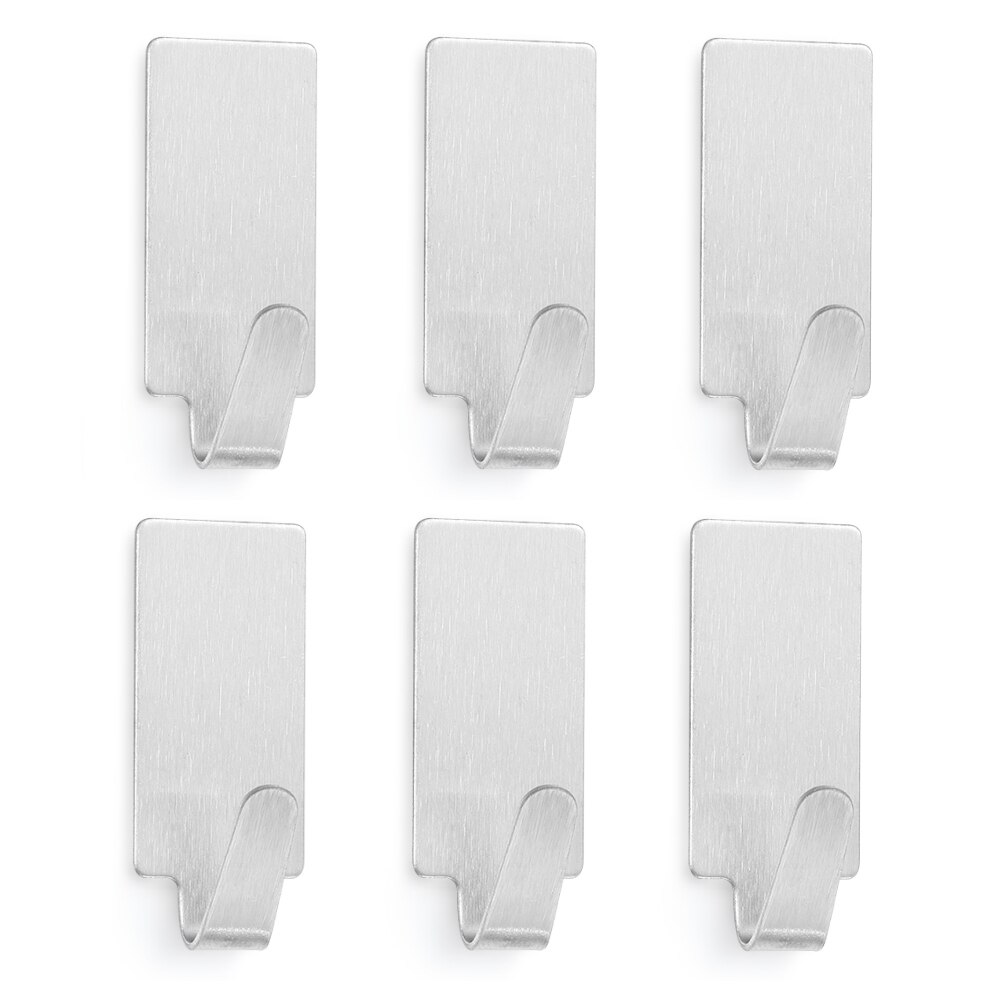 Ganchos autoadesivos de aço inoxidável, 6 peças, super forte, adesivo, para porta da parede do banheiro, toalha, gancho de pano de armazenamento de casa: Rectangle