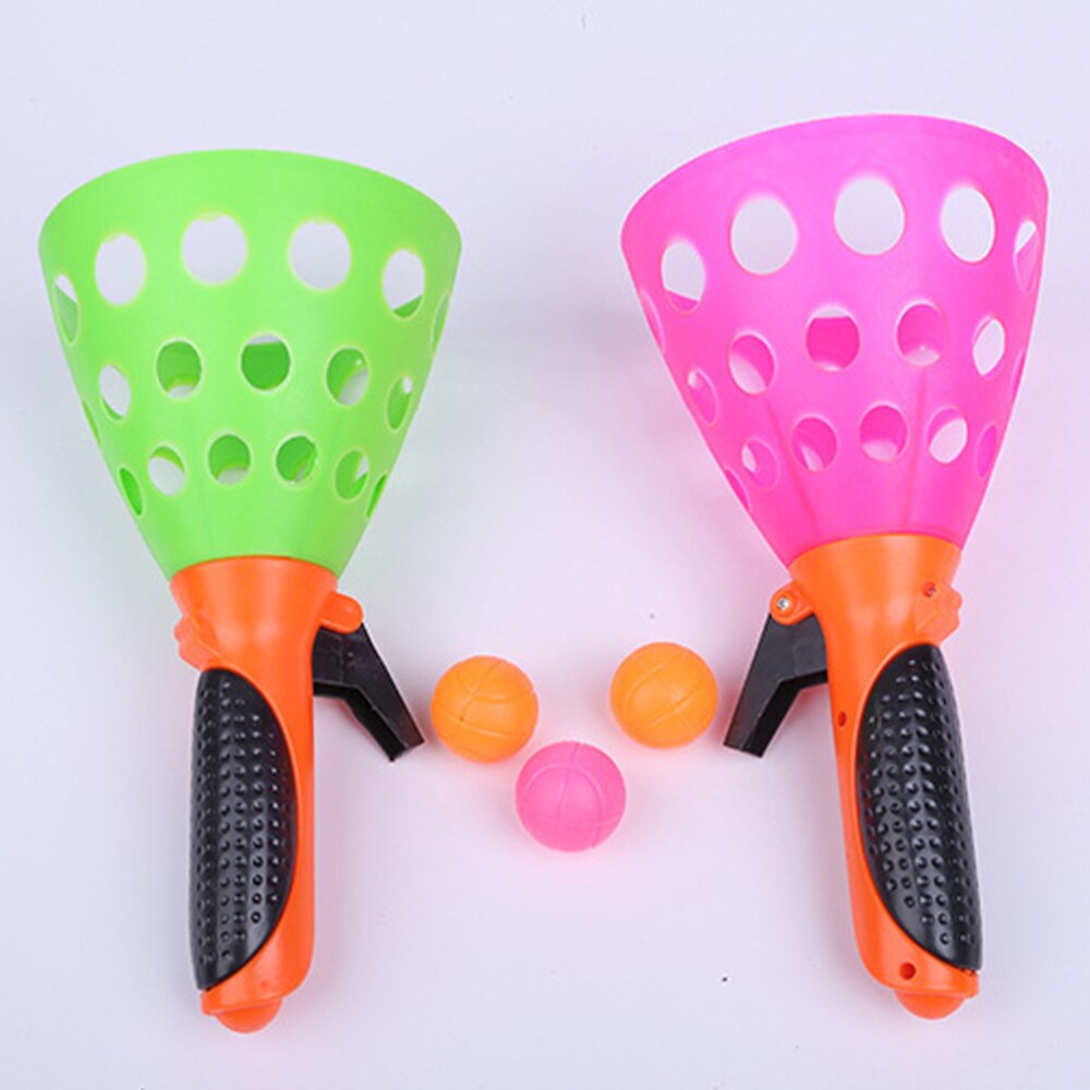 2 Pairs Interactive Plastic Parent-Child Toss Game Double Play Balls Launch and Catch Balls for Garden Kids Backyard Adults