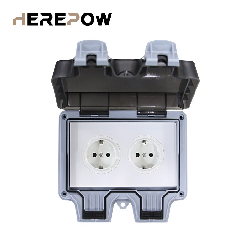 Herepow IP66 Waterproof Weatherproof outdoor outlet, 1 set universal / UK standard: Box-EU socket