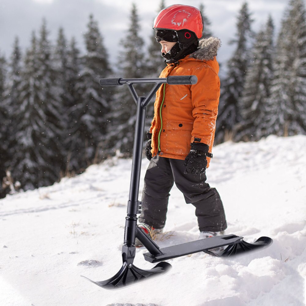 Luge à neige planche à neige trottinette Ski traîneau accessoires patins à neige noir trottinette extérieure trottinette deux-en-un enfant planche à Ski
