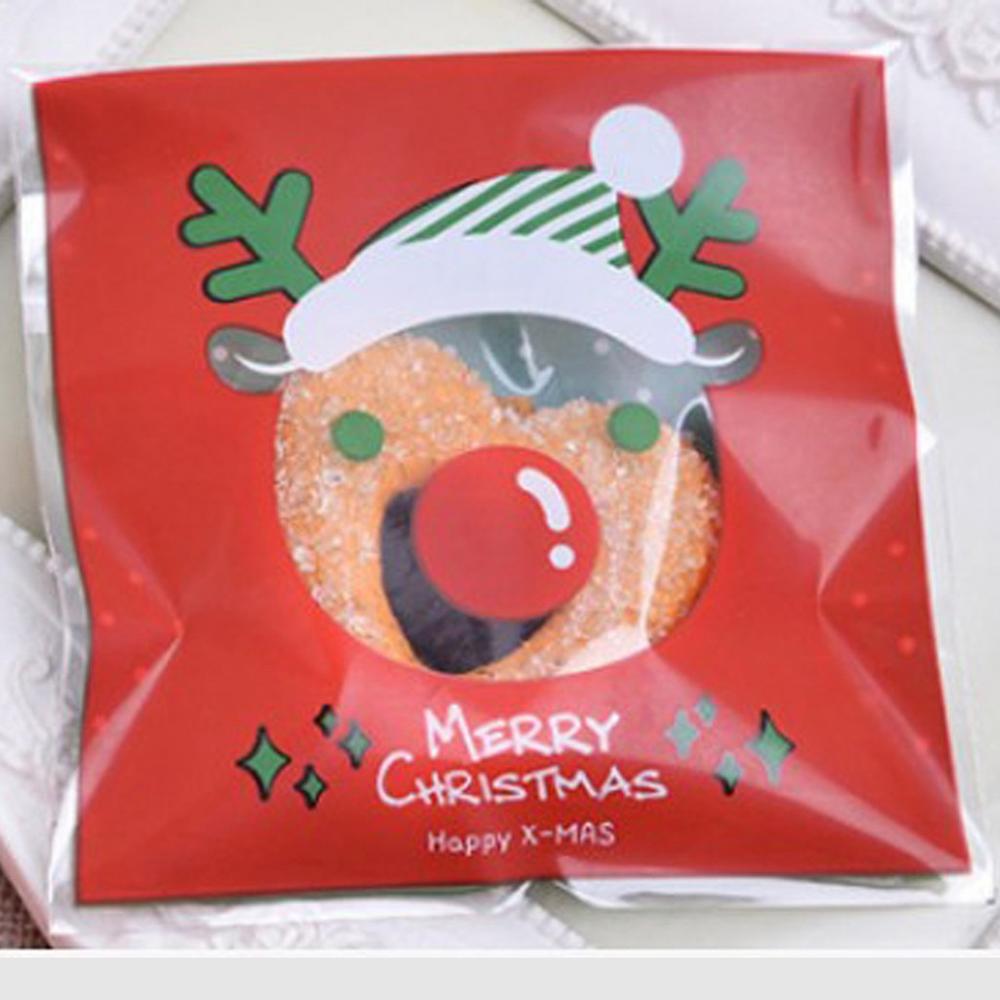 100pcs 4X6inch Merry Christmas Plastic Bag Self Adhesive Cookies Candy Bags Santa Claus Snowflake Xmas Plastic Bags TDH