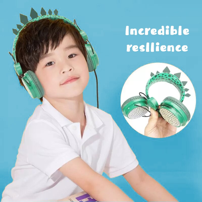 Cute Unicorn or Dinosaur Wired Headphones For girls kids boy Chrismas Bling Diamond Music Phone Helmets With Microphone