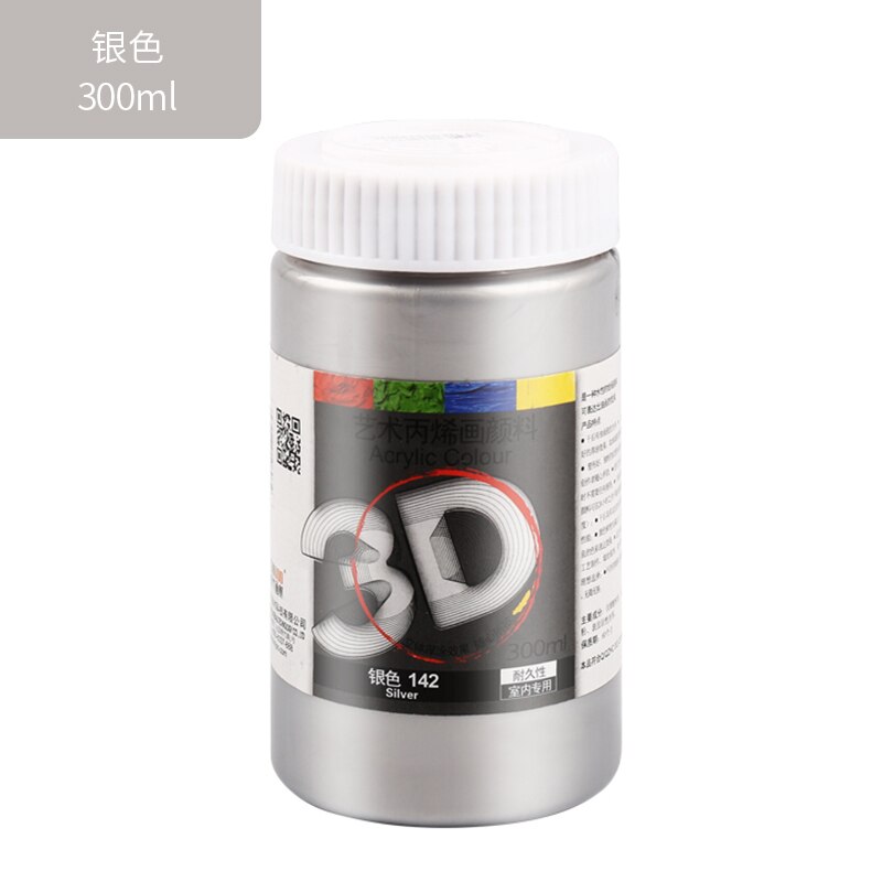 300ml akrylmaling vægmaling malet håndmalet graffiti diy 3d metalfarve buddha statue vandtæt guld sølv perle: Sølv