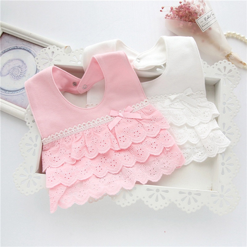 Cotton Baby Bibs Lovely Lace Bows Princess Baby Girl Bibs Feeding Stuff Newborn Toddler Girls Burp Cloth Clothes Accessories