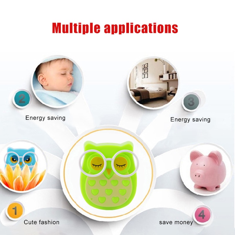 4 Colors Mini Owl Led Night light Auto Sensor Light Control Lamp EU US Plug Child Kid Baby Bedside Bird Light Socket nightlight