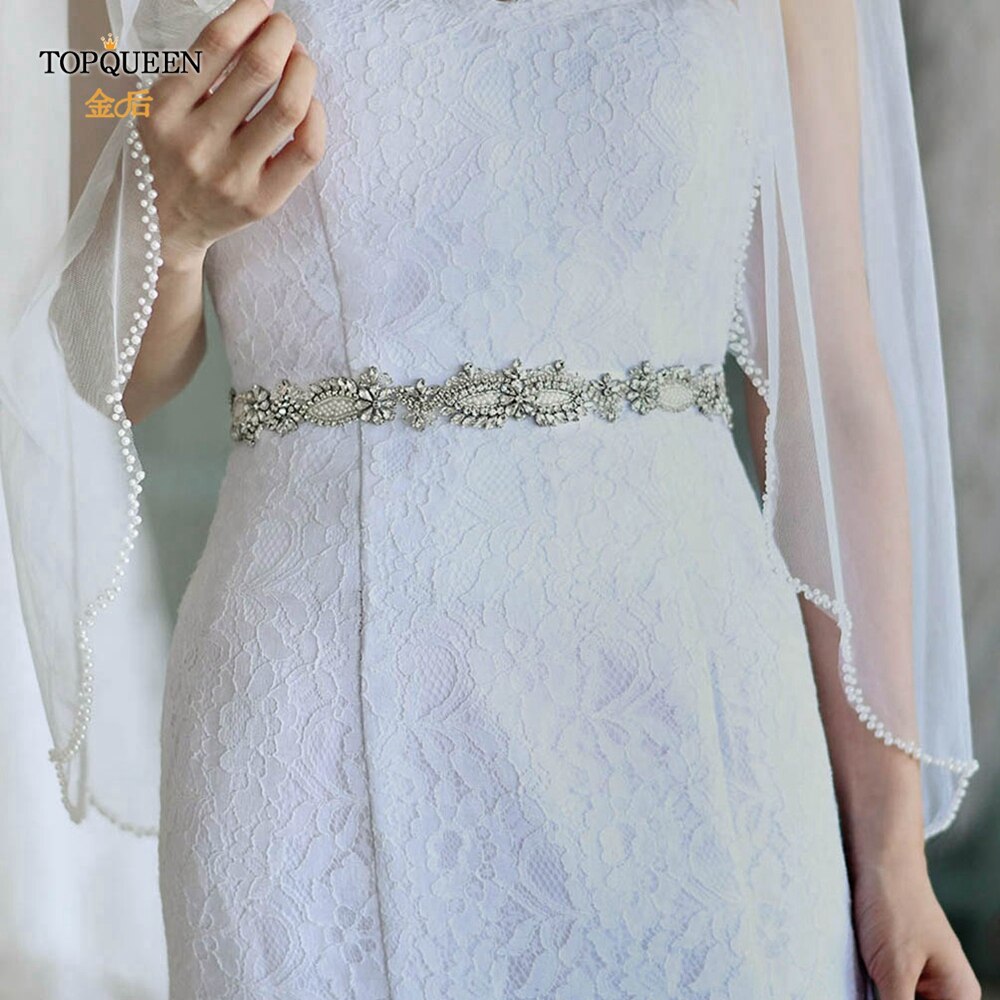 Topqueen  s481 brudekjole bælter og skærper elfenben brudepige kjoler bælte rhinestone beaded bælte brude bælte champagne bælte