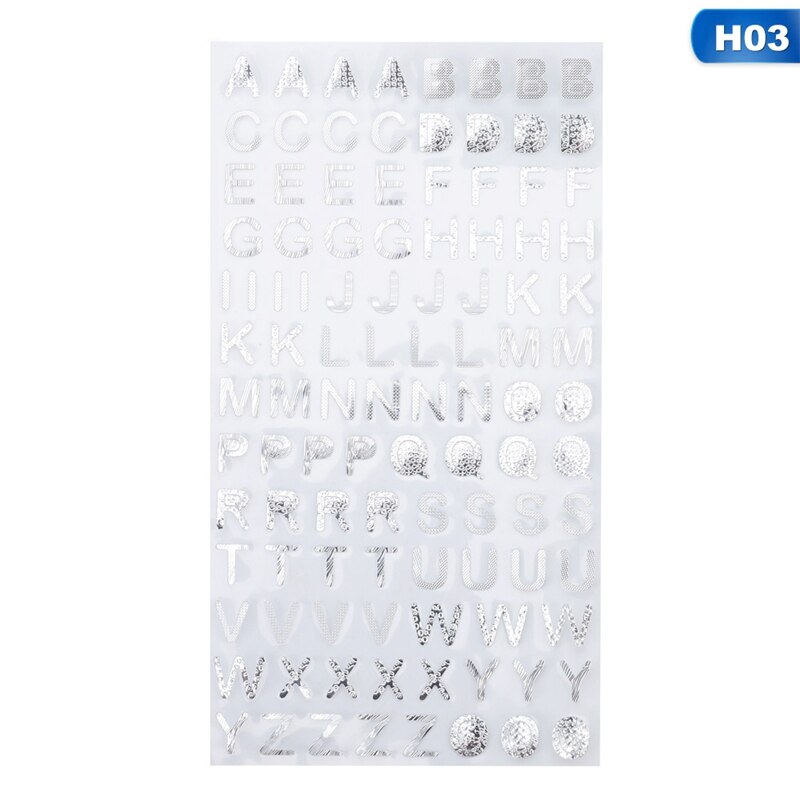1 st 9.5X17.5 cm Zilver/Goud Digitale Engels Brief Numbers Decoratieve Sticker voor Scrapbooking DIY Ambachten