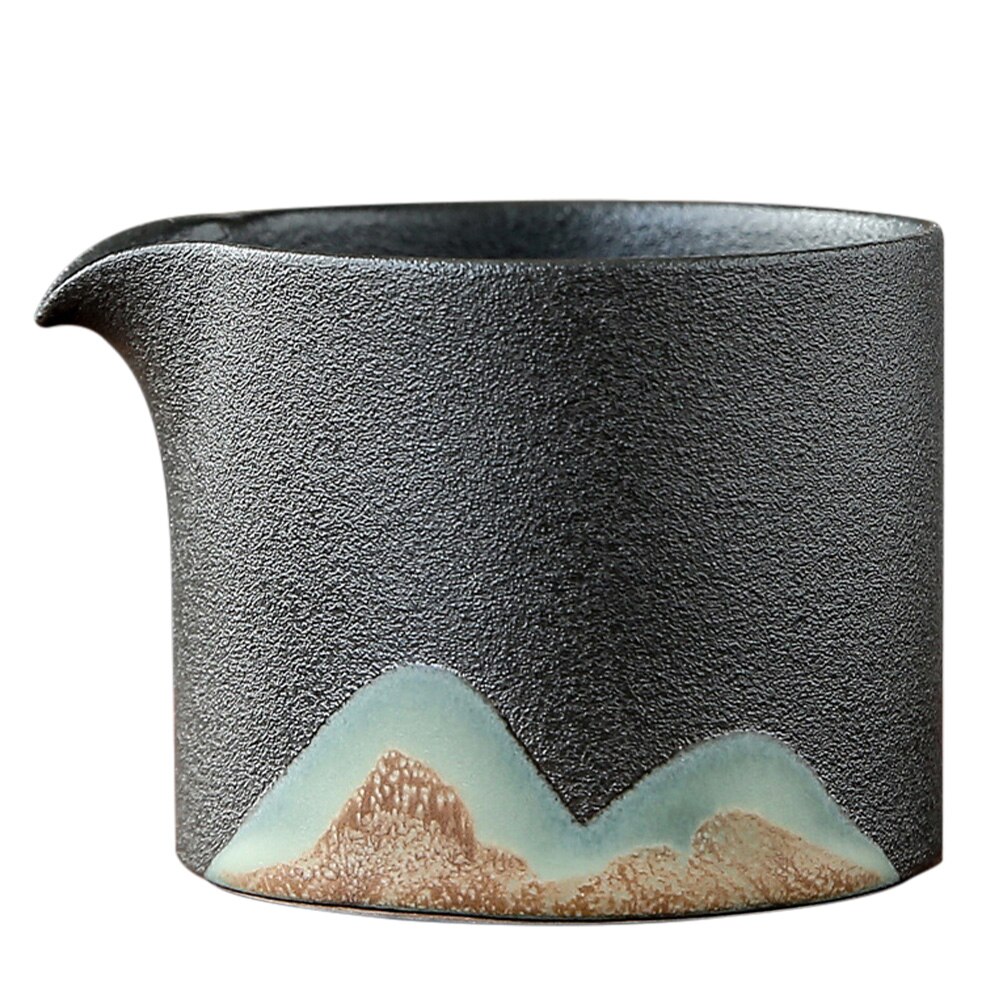 1Pc Japanse Stijl Keramische Thee Pitcher Praktische Thuis Thee Dispenser Grof Aardewerk Thee Set: Black