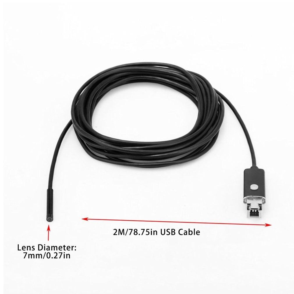 LESHP 2M 7mm Lens USB Inspection Camera Waterproof 6 LEDs Mini USB Endoscope Borescope Tube For Android PC Computer TOP 2 in 1