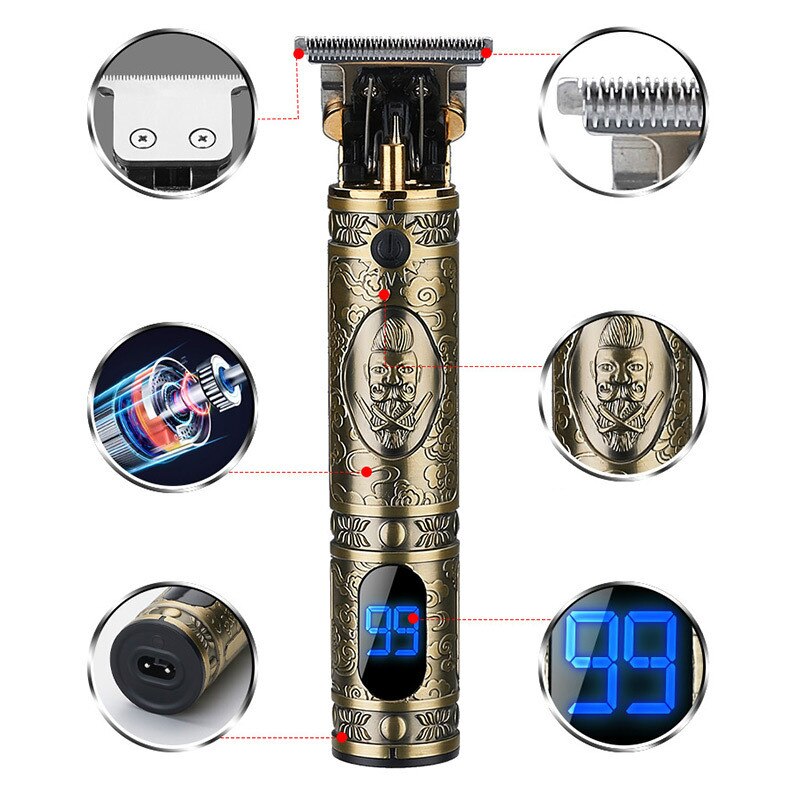 Usb Oplaadbare Tondeuse Elektrische Cordless Skelet Tondeuse Scheerapparaat Trimmer Mannen Kapper Haar Snijmachine 0Mm Scheermes