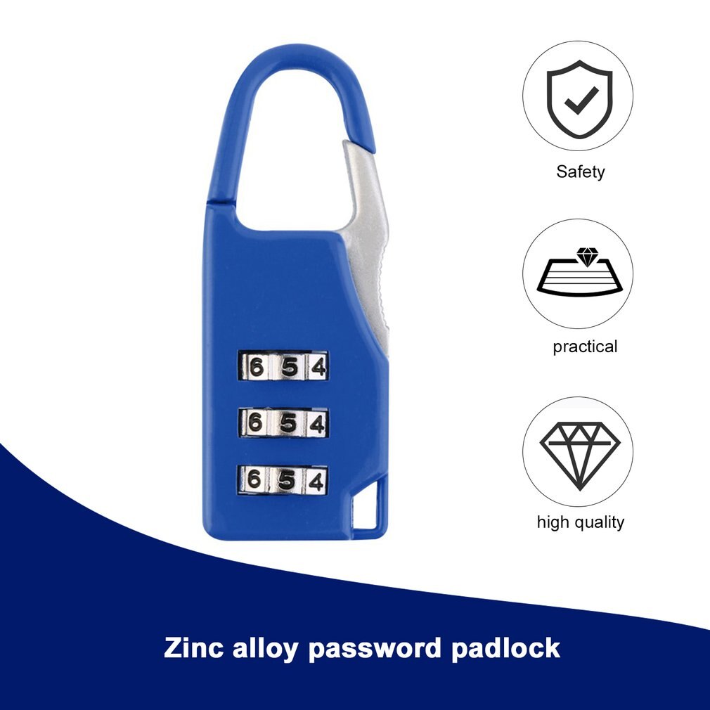 3 Mini Wijzerplaat Cijfers Codenummer Wachtwoord Combinatie Hangslot Veiligheid Travel Security Lock Voor Bagage Lock Hangslot Gym
