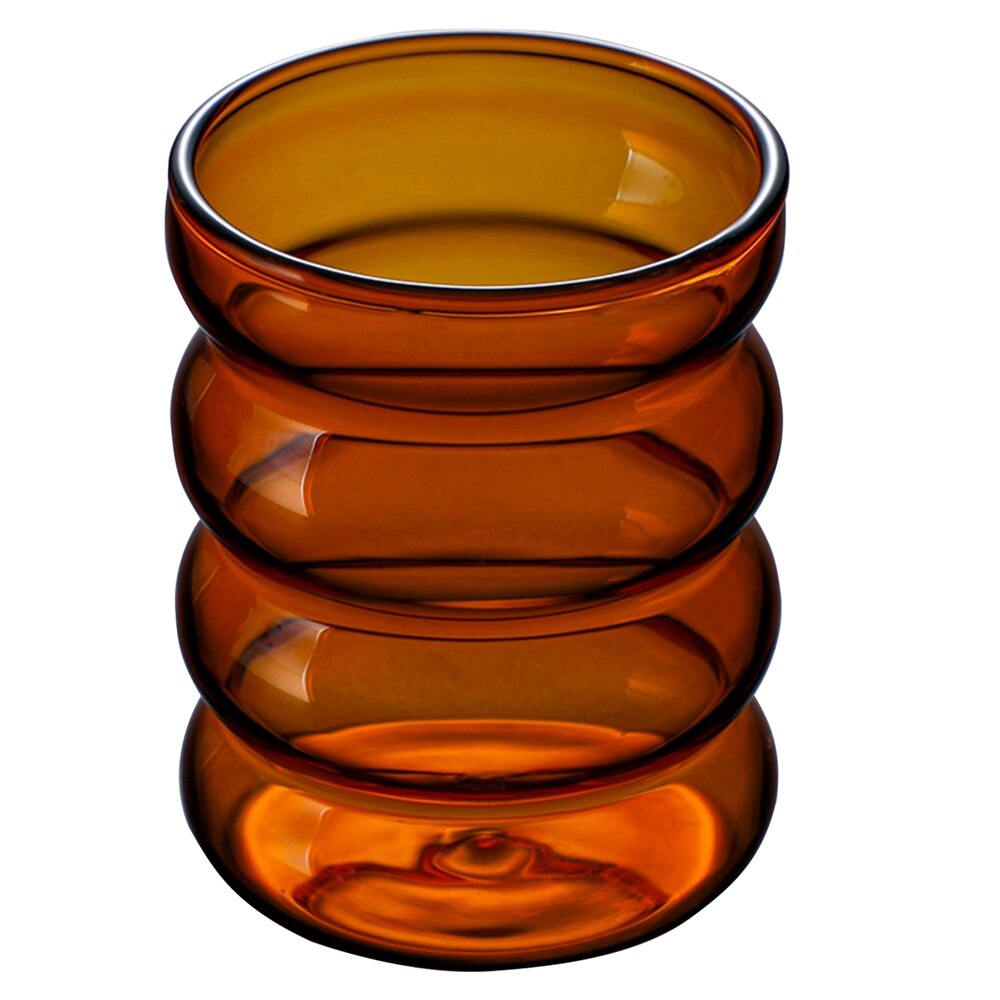 Round Corrugated Coffee Mug Ripple Glass Cup Beer Tea Mug Drinkware Tea Milk Lemon Juice Drinking Heat Resistant Cup