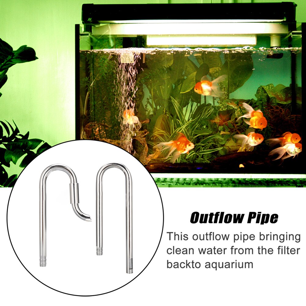 2pcs Waterflow Adjustable Cleaning Tool Home Inflow Outflow Aquatic Lily Pipe Set Rustproof Stainless Steel Smooth