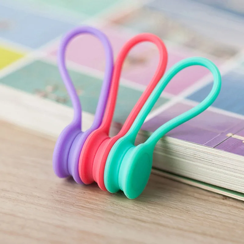 Bridas magnéticas para cables, organizador enrollador de cables de silicona, soporte de almacenamiento para auriculares, Clips para Cable de datos de auriculares, 3-12 Uds.