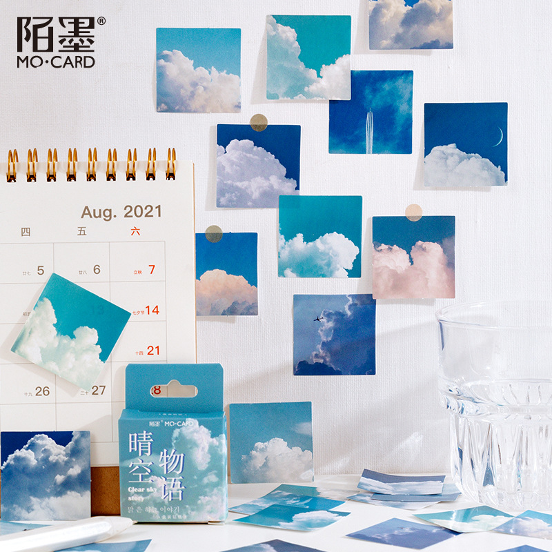 46pcs/box Blue Sky Clouds Stickers Decorative Journal Stickers Scenery DIY Diary Album Scrapbooking Mini Craft Stickers Label