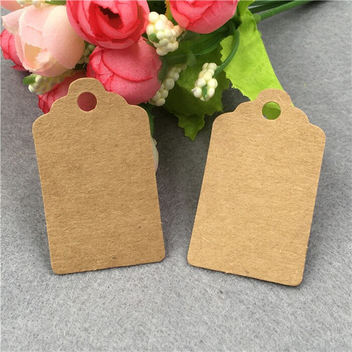 100 stuks hoofdlabel, blanco, diy label, touw, kledingstuk, bruiloft, verjaardag, festival, feestdecoraties, op maat gemaakte kraftpapieren kaart met touwtjes: Bruin