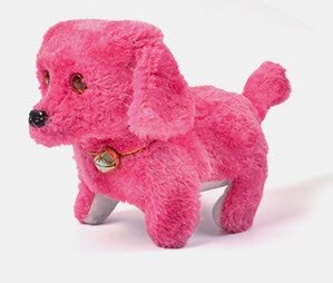 Lucky electronic walking dog Go forward and backward Woof Woof sound Plush toys: Dark Red