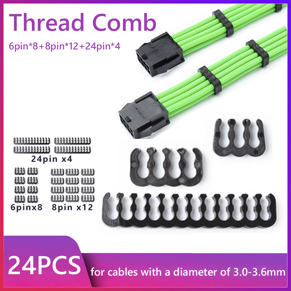 Peigne de câblage de direction d'alimentation pour PC, pince de gestionnaire de câbles d'ordinateur, 24 pièces