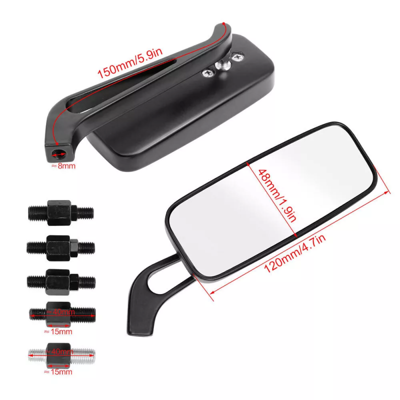 Espejo retrovisor antideslumbrante para motocicleta, espejo lateral ajustable con roscas de 8mm/10mm para Harley, Honda, Kawasaki, Yamaha, Suzuki