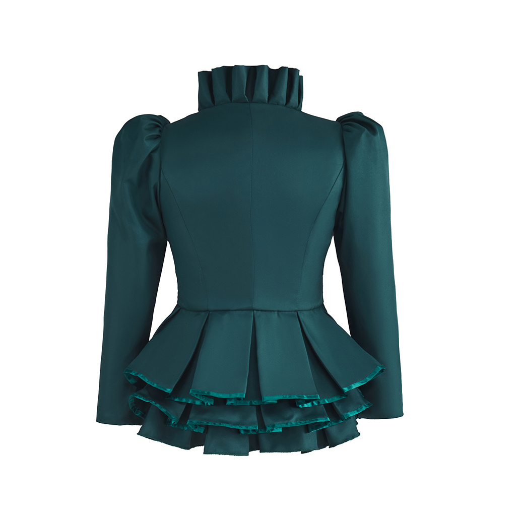 Viktorianische Gothic, eleganter roter Blazer, formelle Business-Rüschen, schmale Jacke mit V-Ausschnitt, viktorianische Trubel-Piratenjacke