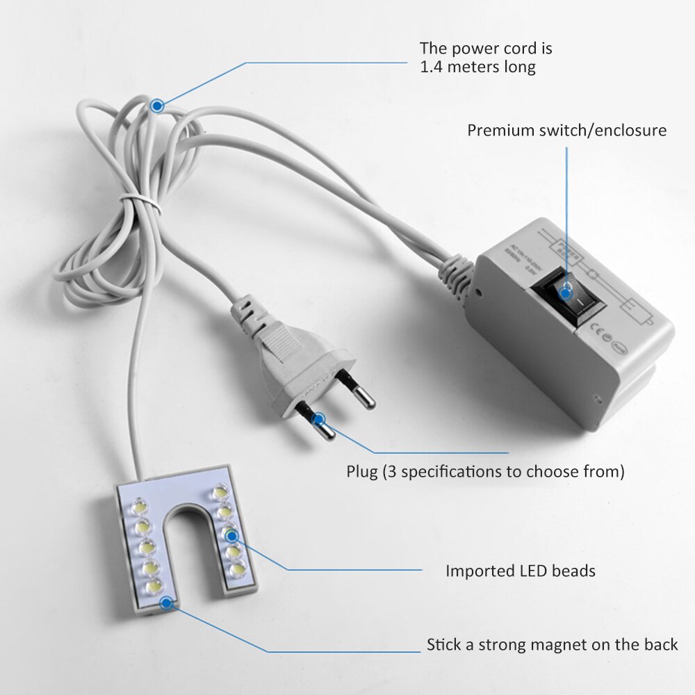 10 LED Sewing Clothing Machine Lights AC110-220V Working Gooseneck LED Lights Lamps Machine Accessories Luminaire Magnetic Base