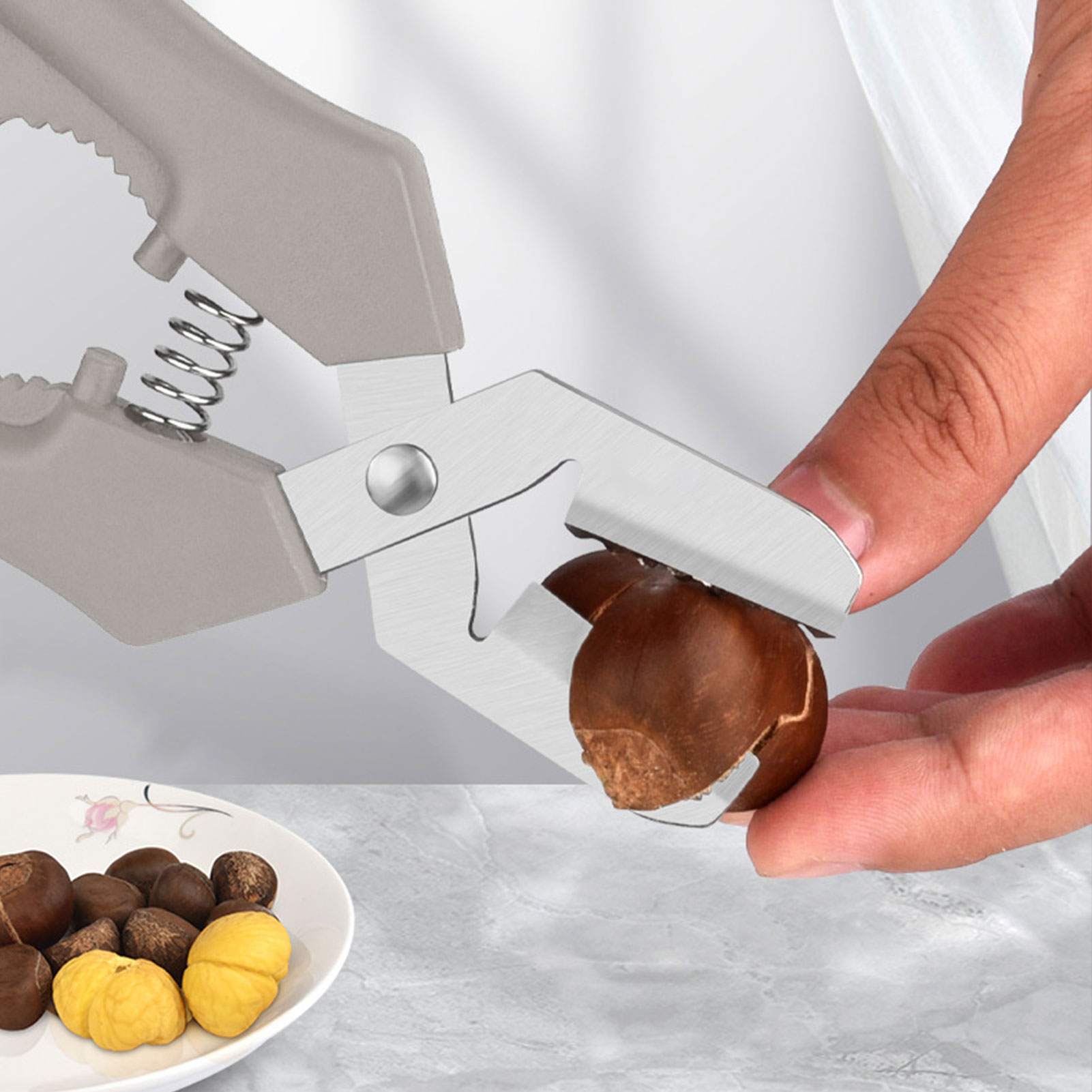 Nut Opener Machine Walnut Sheller Tool Stainless Steel Macadamia Nut Opener Opening Household Kitchen Accessories Gadgets: D