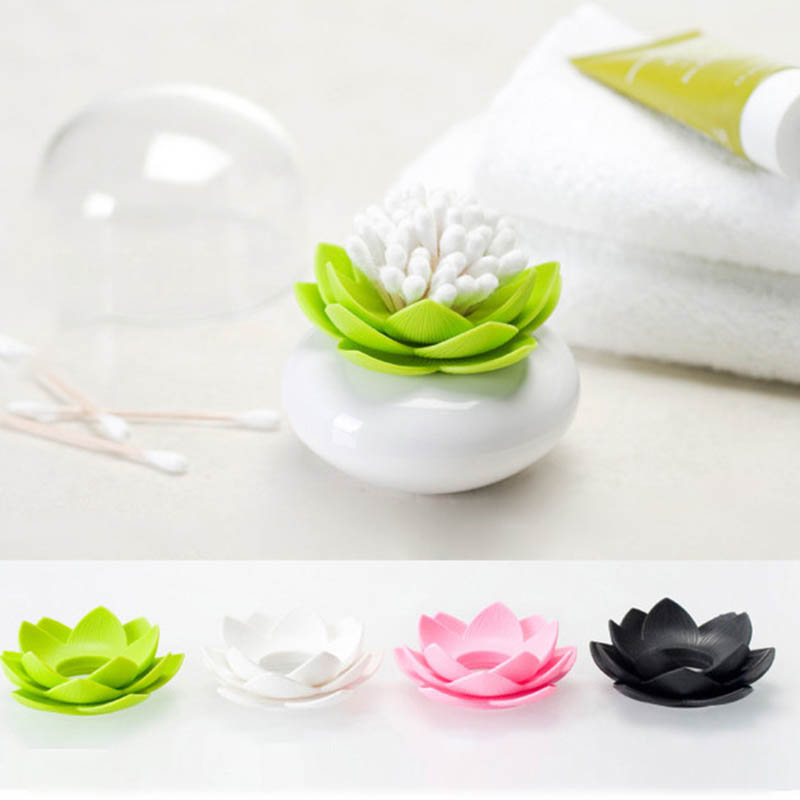 Porte-coton 2 en 1 distributeur de q-tip en forme de Lotus porte-coton support pour cure-dents