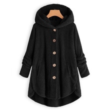 Manteau en laine pour femmes, grande taille, bouton, capuche, ample, Cardigan, veste d'hiver garde au