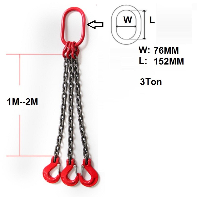 2T--4.7Tonx1-2M three legs 3-claw chain lifter for drum lifter clamp bucket barrel oil tank can chain sling: 40020010-13   3T 2M