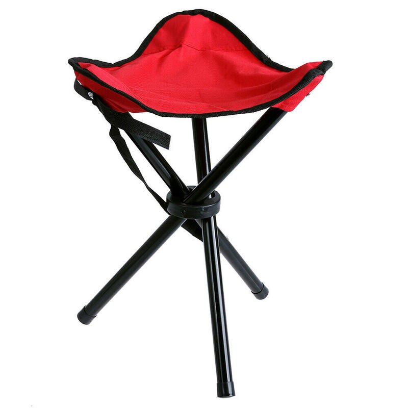 Pop Up Stoel Outdoor Draagbare Vouwen Vissen Stoelen Camping Wandelen Kruk Driehoek Stoel Zetel Picknick Bbq Strand Lichtgewicht Stoel: Red