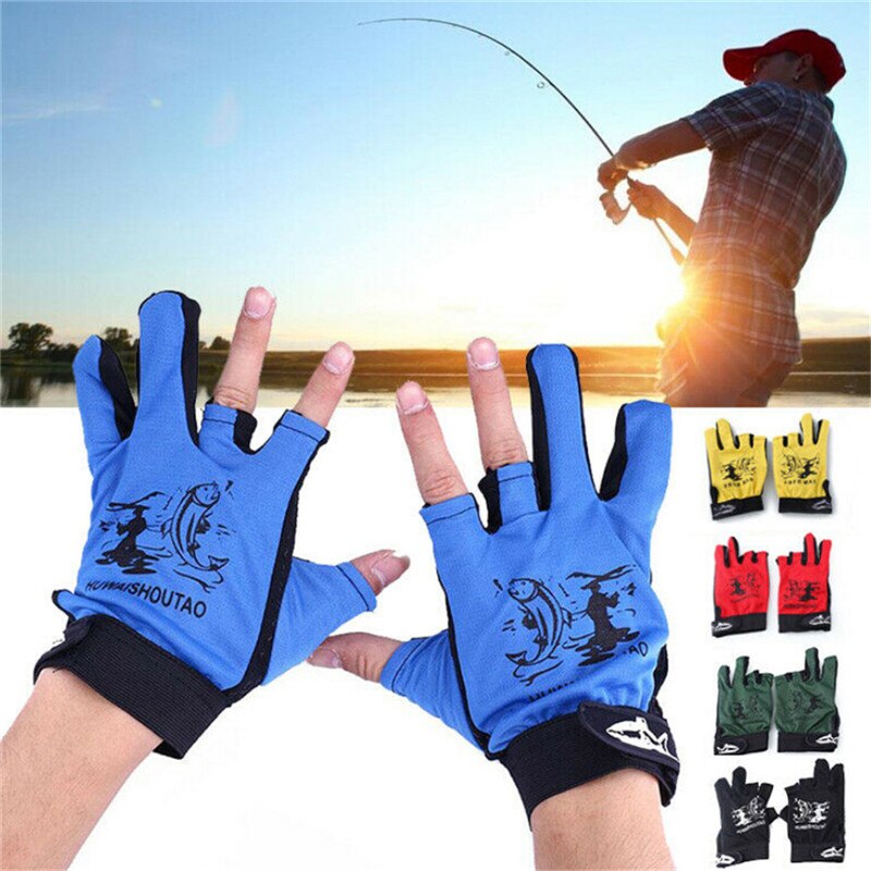 1Pair Waterproof 3 Cut Finger Fishing Gloves Anti-slip Glove Non-Slip Fishing Gloves Outdoor Sport Neoprene Protection Fish Tool
